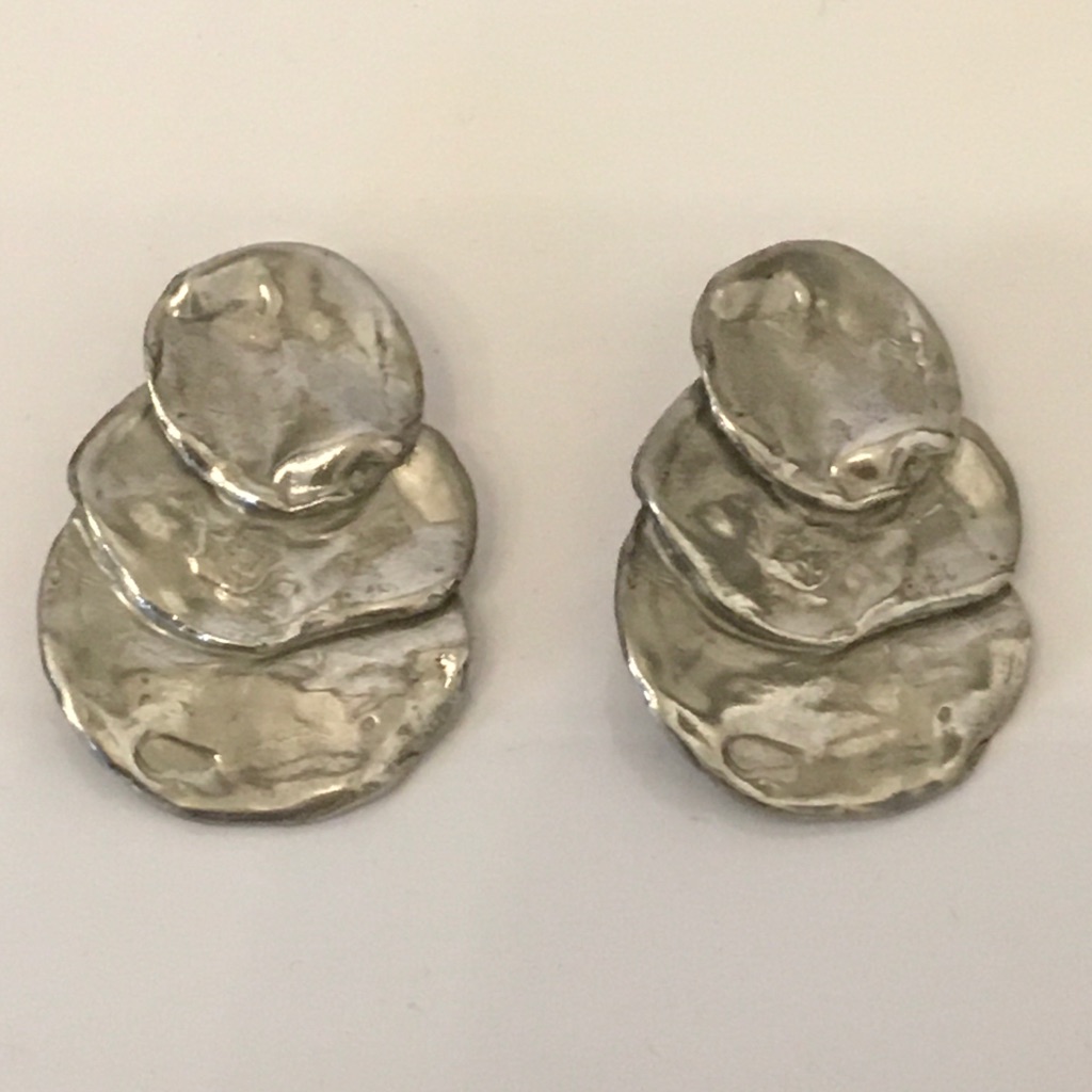 Vintage Ciner Clip-On Earrings. Silver. Three Circles
